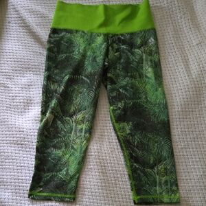 Adidas Climalite Green Jungle Leaf Leggings Size Small